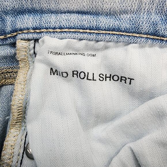 7 For All Mankind Shorts Womens 28 Blue Mid Roll Broken Twill Coco Prive Stretch - Picture 6 of 15